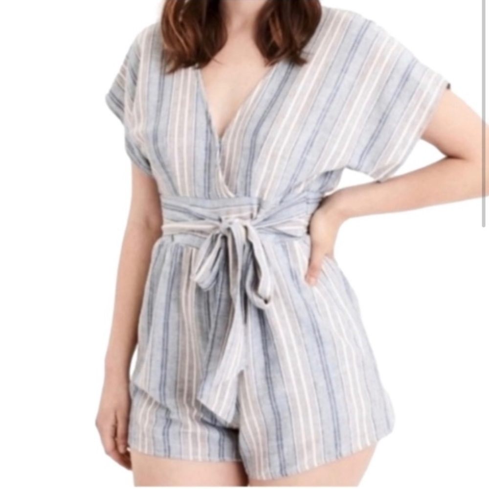 American Eagle Outfitters Blue and White Striped Romper